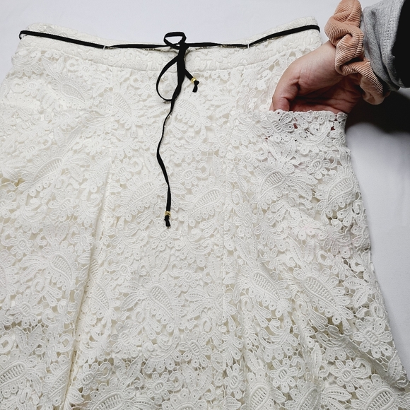 Maje Ivory Crocheted Front Pockets High Low Skirt - Picture 4 of 8